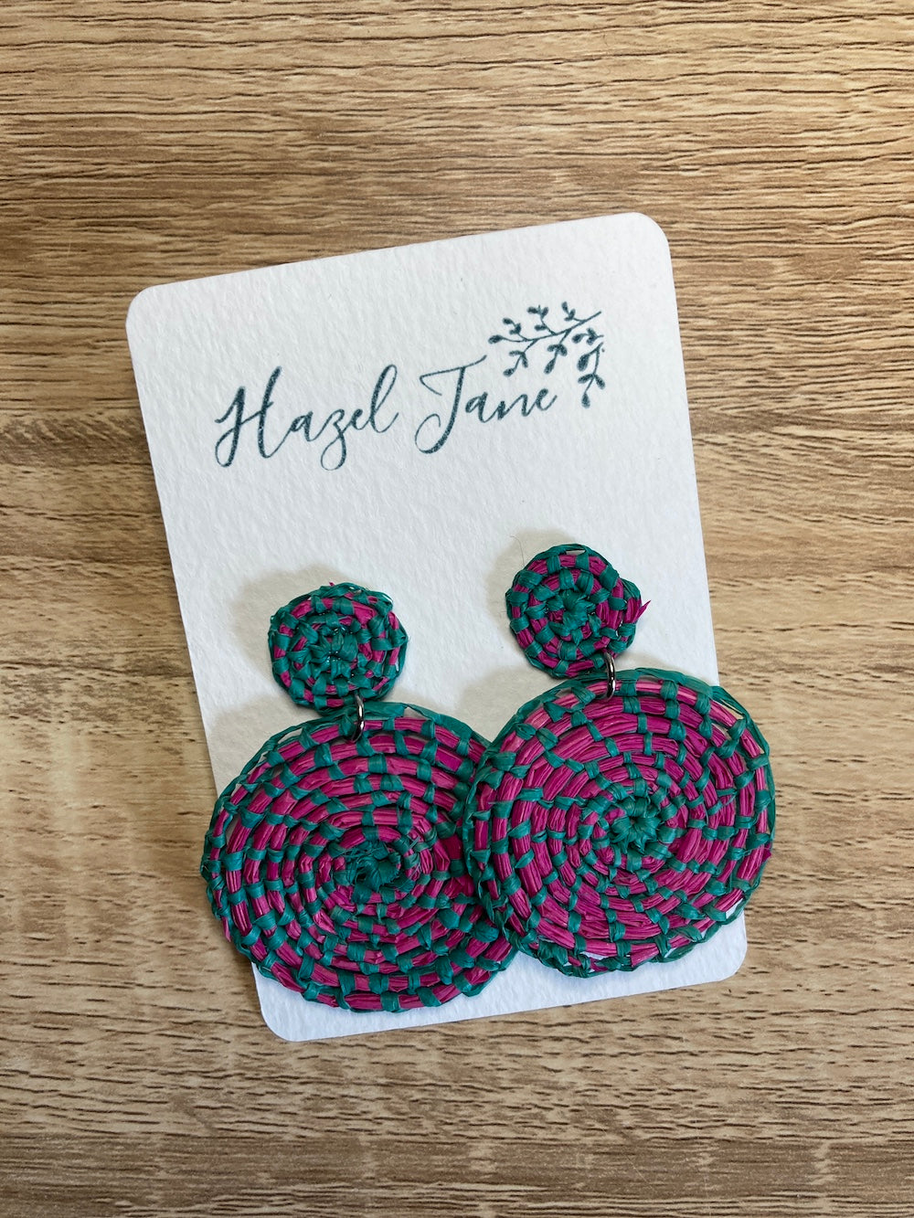 Earrings - Fuchsia & Jade