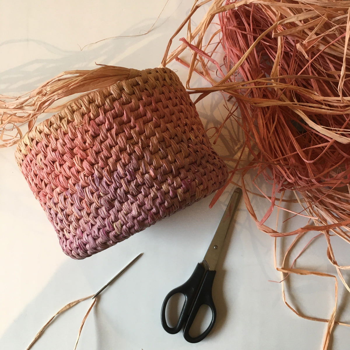 Raffia Basket Kit - Ombré Dusky Pink