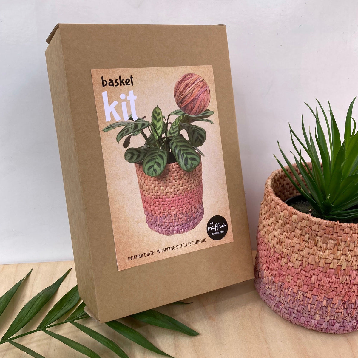 Raffia Basket Kit - Ombré Dusky Pink