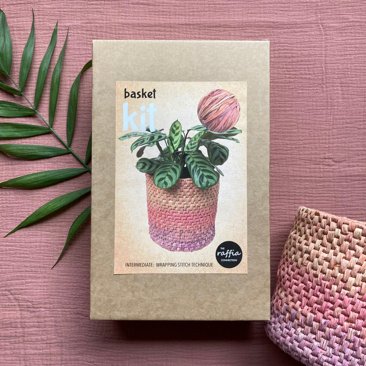 Raffia Basket Kit - Ombré Dusky Pink