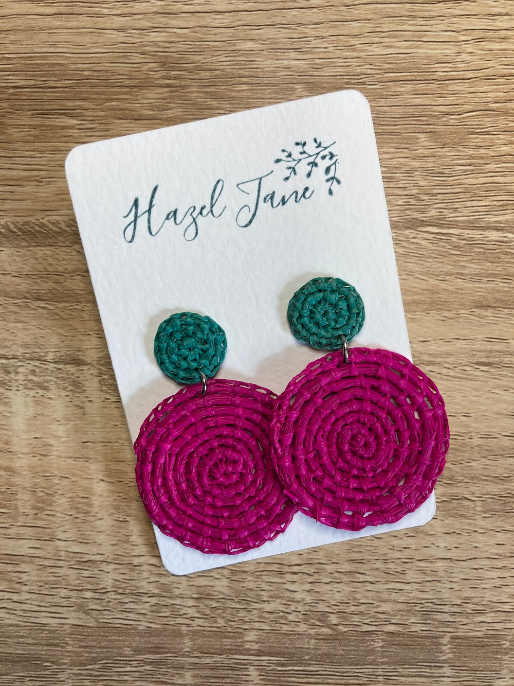 Earrings - Fuchsia &amp; Jade (solid)