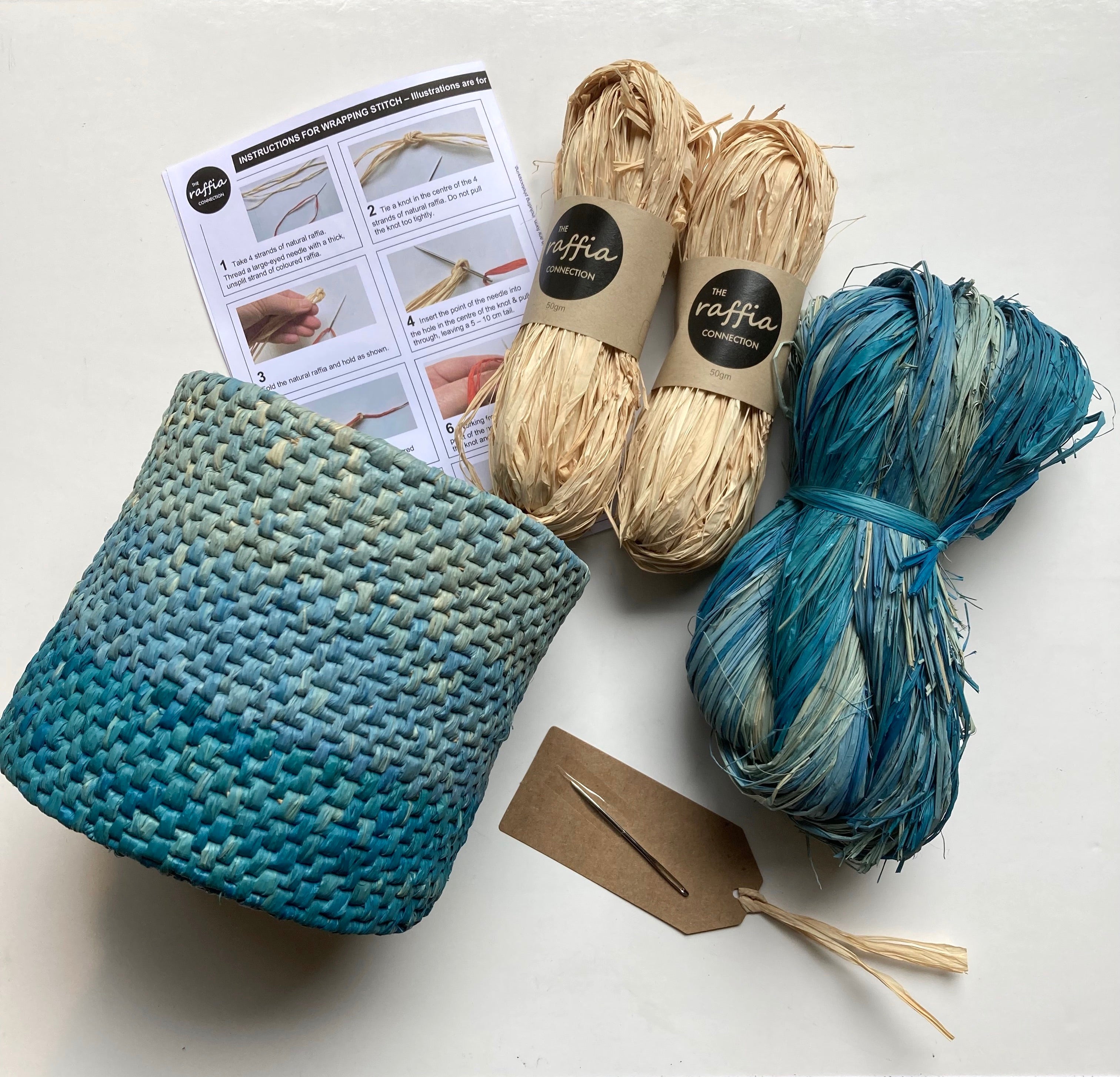 Raffia Basket Kit - Ombré Blue - The Raffia Connection