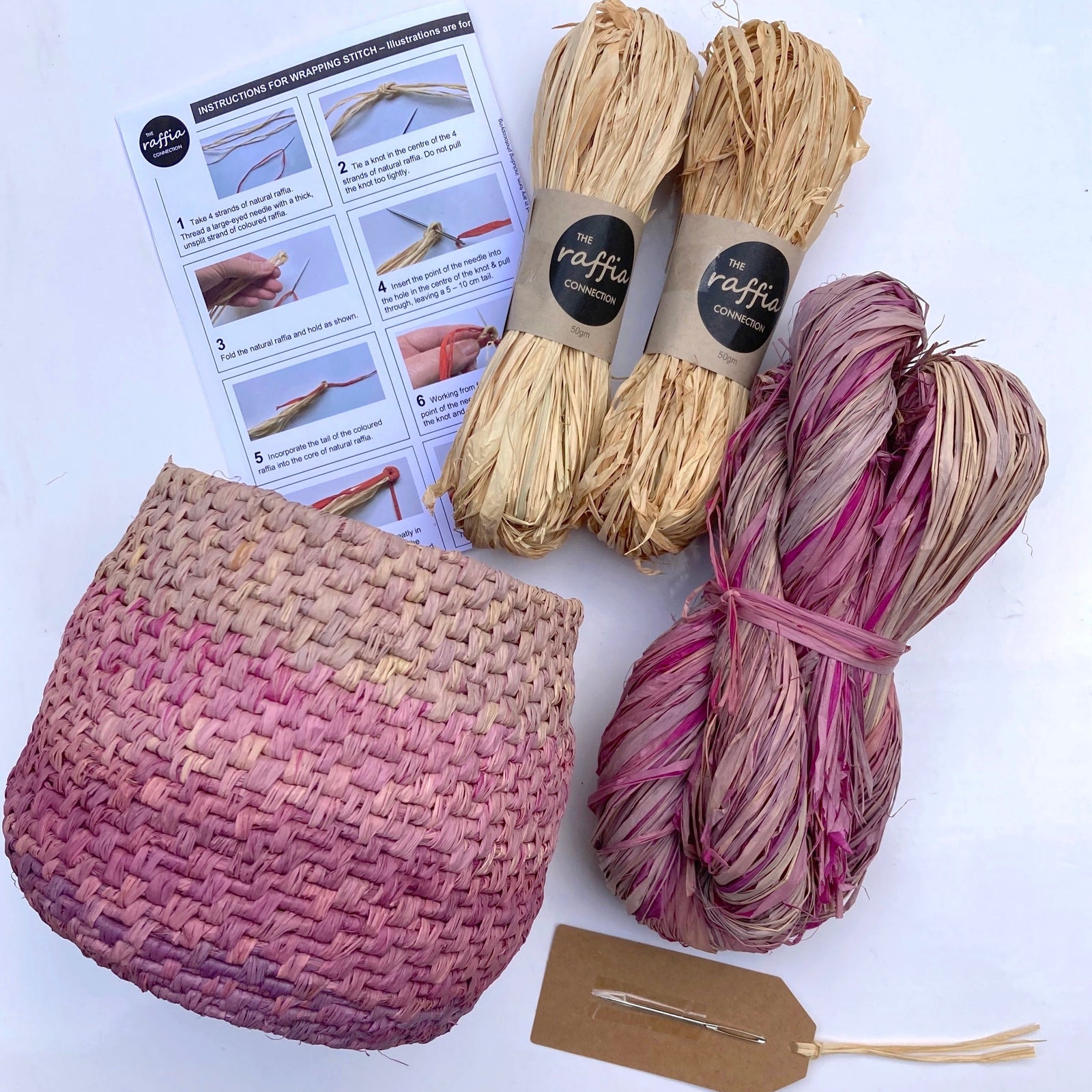 Raffia Basket Kit - Ombré Dusky Pink