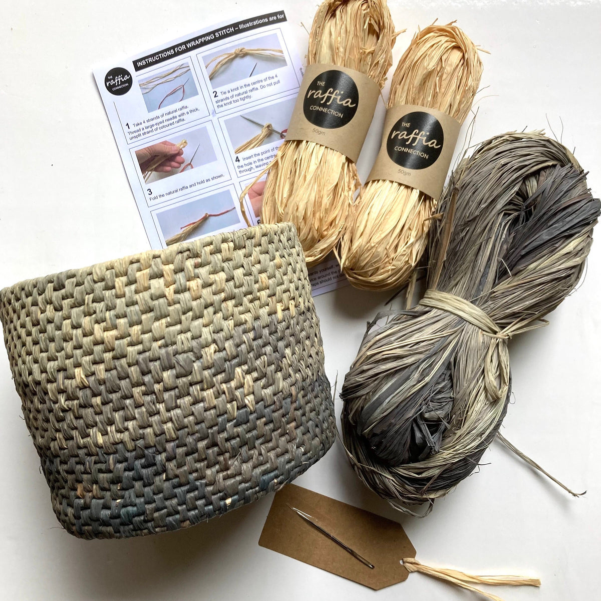 Raffia Basket Kit - Ombré Grey