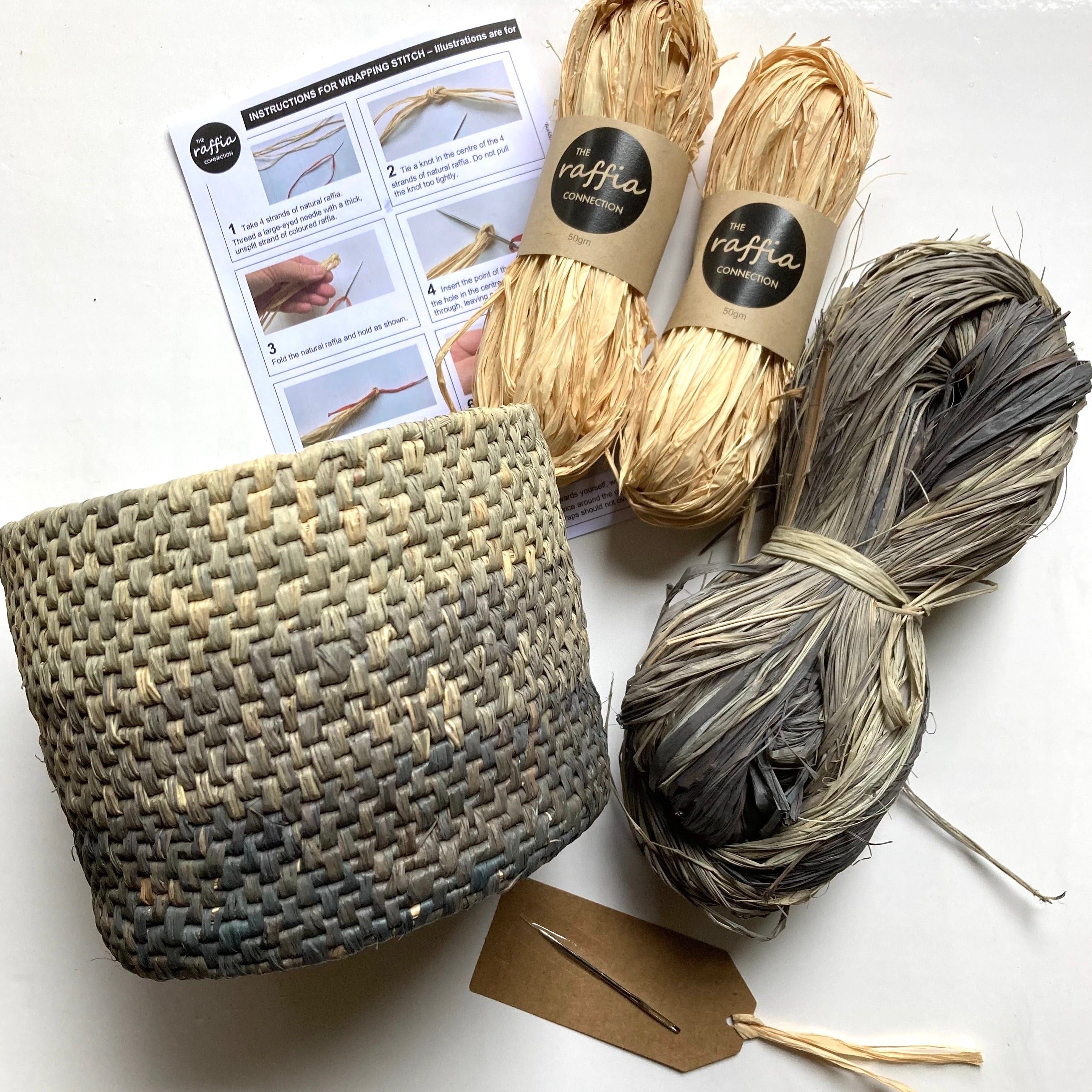 Raffia Basket Kit Ombr Grey The Raffia Connection