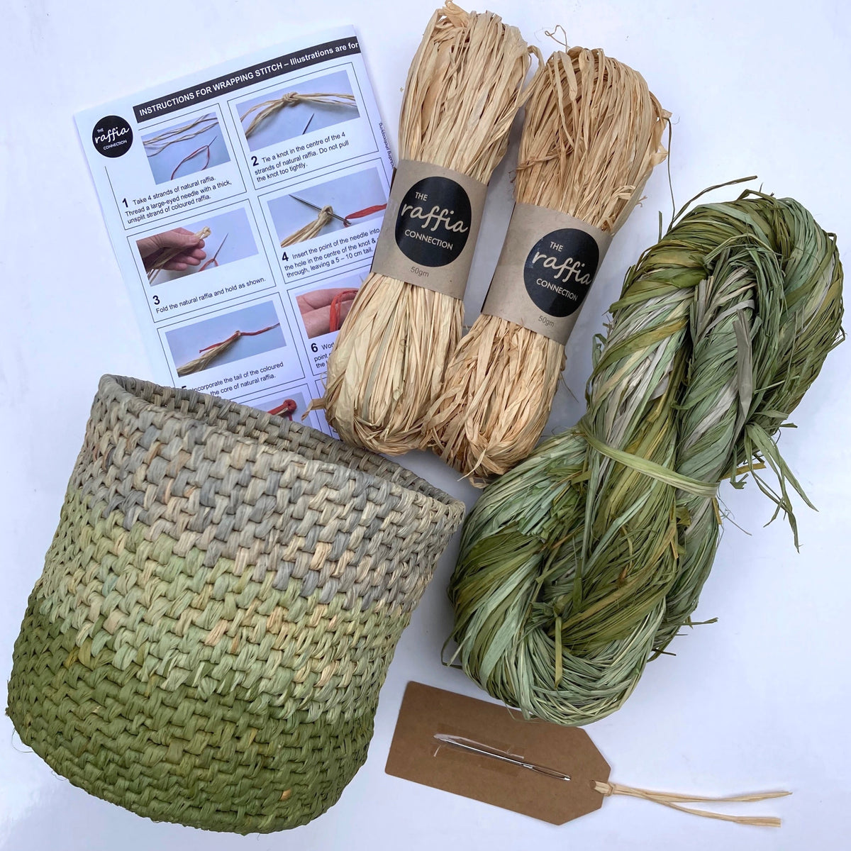 Raffia Basket Kit - Ombré Olive