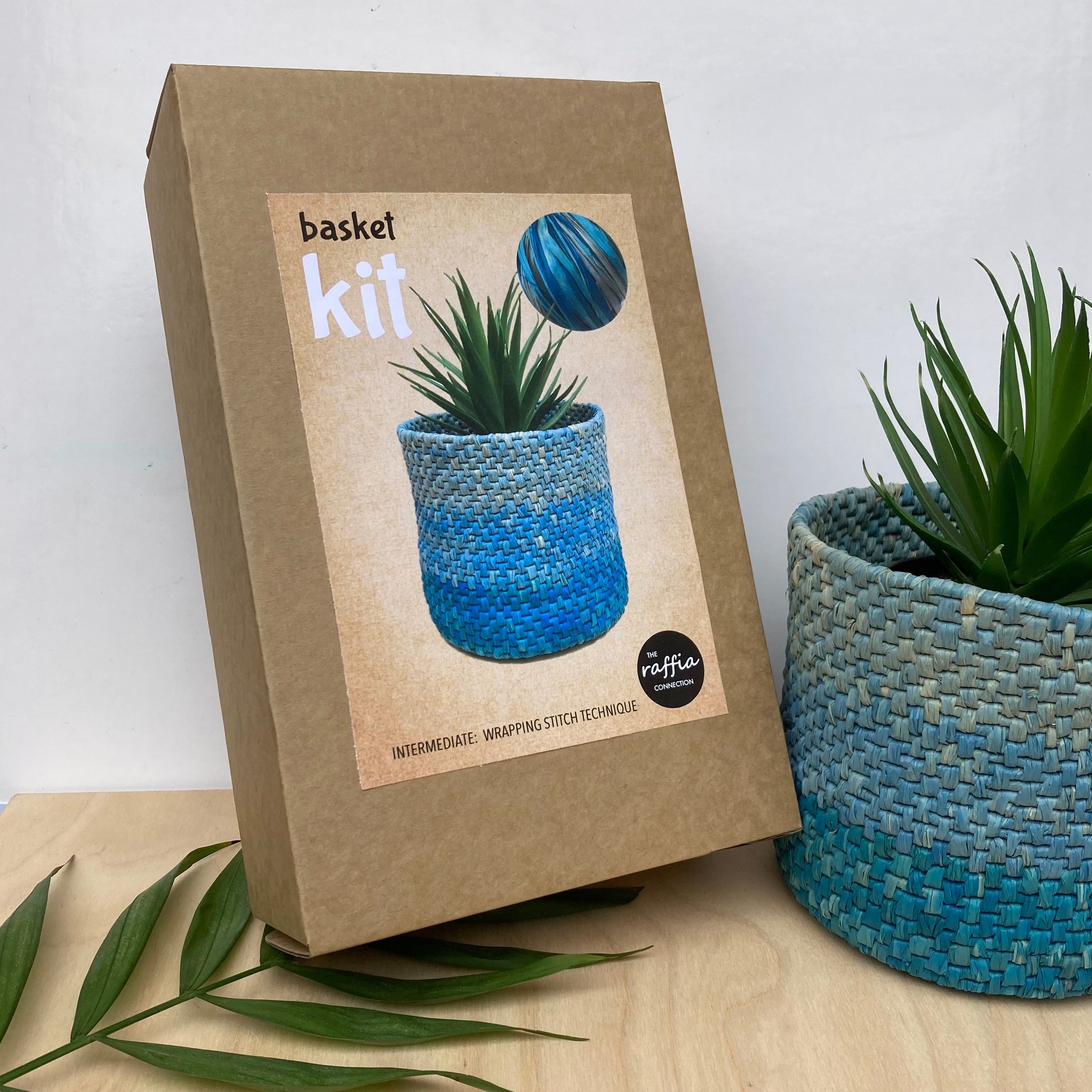 Raffia Basket Kit - Ombré Blue - The Raffia Connection