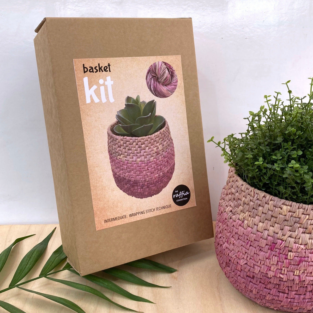 Raffia Basket Kit - Ombré Dusky Pink