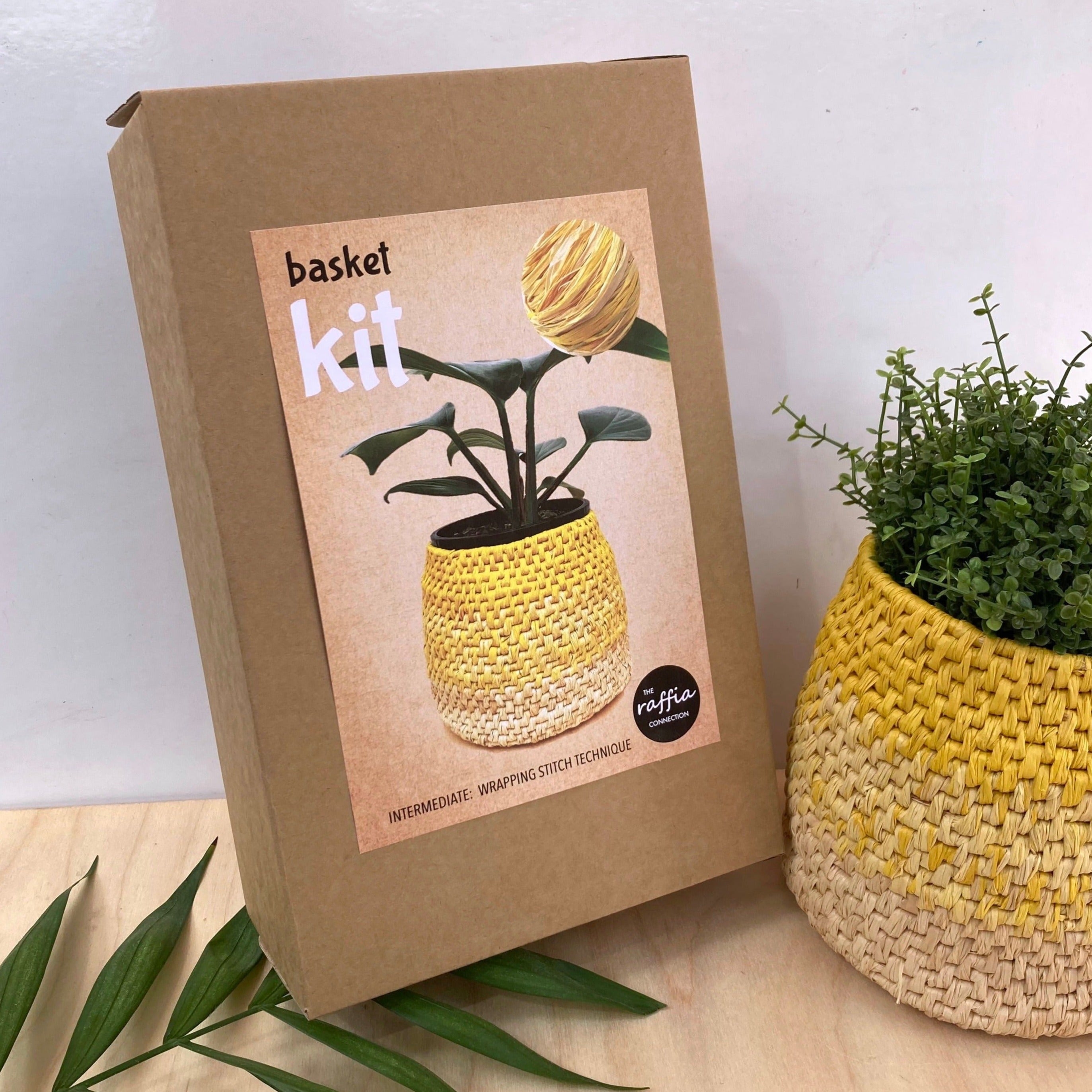 Raffia Basket Kit - Ombré Yellow - The Raffia Connection